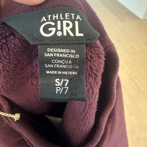 Maroon/plum colored Athleta girl sweatshirt